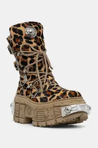 Kožené workery New Rock PELO LEOPARDO CUERO