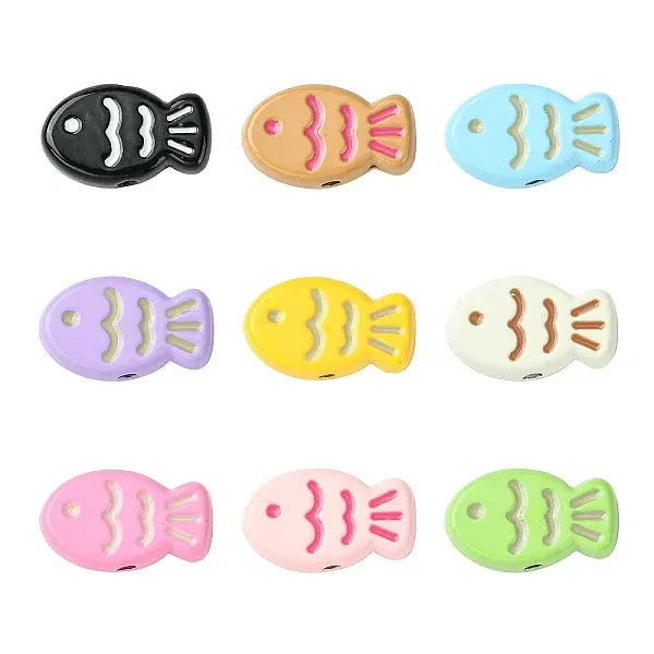 45Pcs 9 Colors Baking Paint Alloy Beads