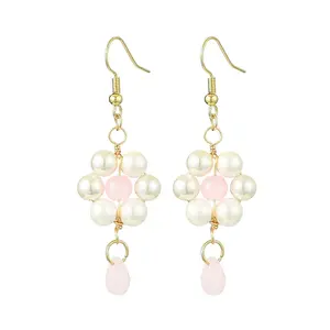 Shell Pearl with Glass Dangle Earring