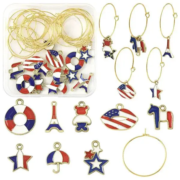 Independence Day DIY Wine Glass Charms  Making Kits