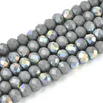 AB Color Plated Opaque Glass Rondelle Beads Strands