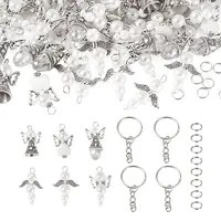 60Pcs 6 Styles Alloy & Glass Pearl Beaded Pendants