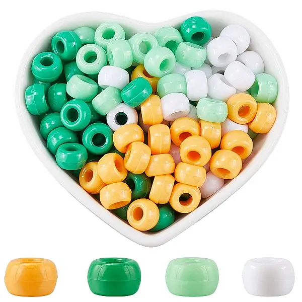 800Pcs 4 Colors Saint Patrick's Day Opaque Plastic Beads