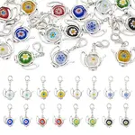 16Pcs 8 Style Handmade Millefiori Lampwork & Alloy Pendants