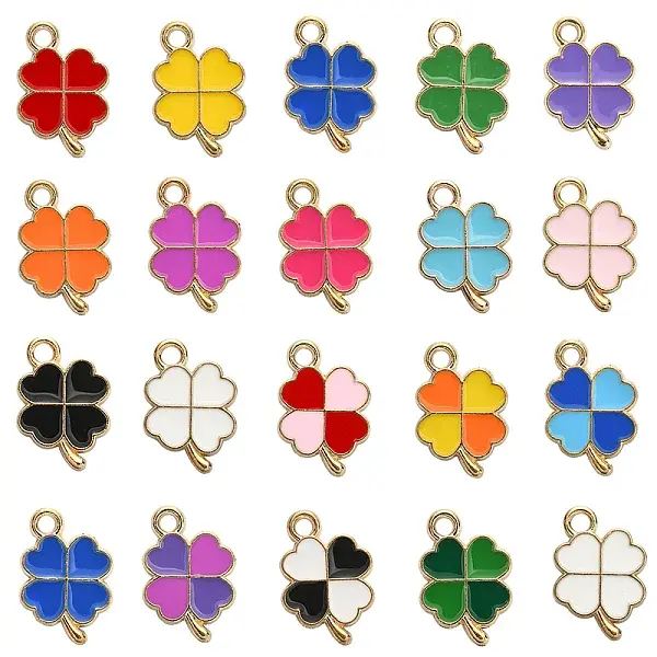 90Pcs 18 Colors Alloy Enamel Pendants