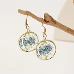 Alloy Epoxy Dried Flower Dangle Earrings