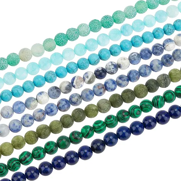 8 Strands 8 Style Natural & Synthetic Gemstone Beads Strands
