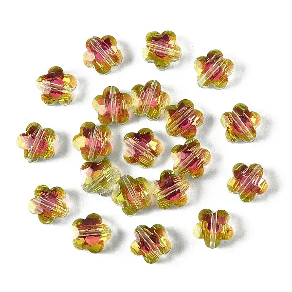 20Pcs Transparent Electroplate Glass Beads