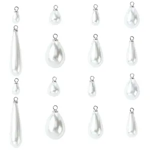 40Pcs 8 Styles ABS Plastic Pearl Pendants