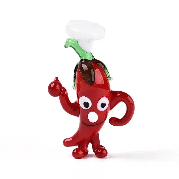 Handmade Lampwork Cartoon Pepper Chef Display Decorations