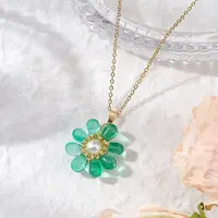 Glass & Glass Pearl Beads Pendants Necklaces for Women