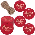 100Pcs Mother's Day Flat Round Gold Stamp Word Happy Mother' Day Hanging Tag