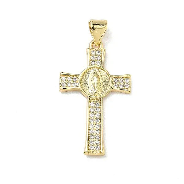 Brass Micro Pave Clear Cubic Zirconia Pendants