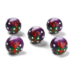 Christmas Theme Baking Painted Glass Beads