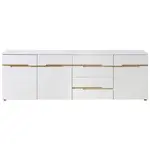 Carryhome ŠIROKÁ KOMODA, bílá, dub artisan, 230,2/75,5/43,8 cm