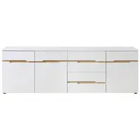 Carryhome ŠIROKÁ KOMODA, bílá, dub artisan, 230,2/75,5/43,8 cm