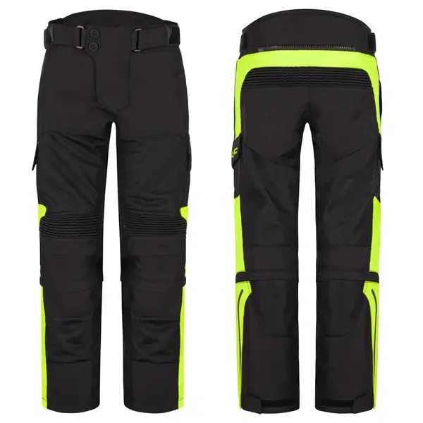 Dětské rostoucí letní moto kalhoty W-TEC Pinapoco černá-fluo L/XL