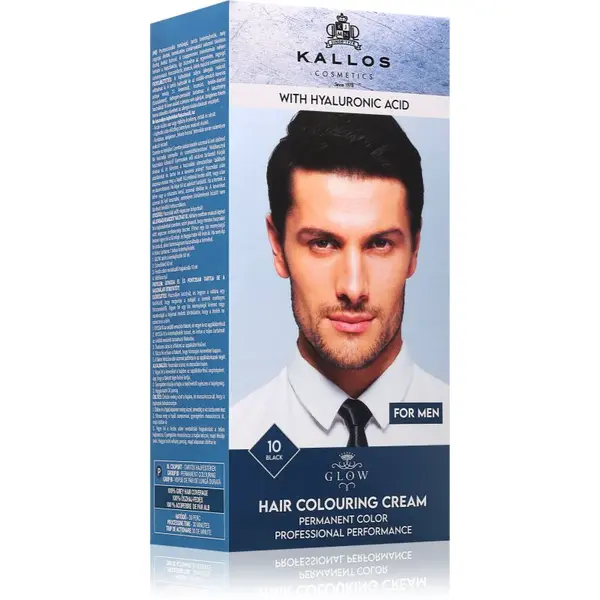 Kallos Glow Lasting Cream Colour permanentná farba na vlasy pre mužov odtieň Black 60 ml