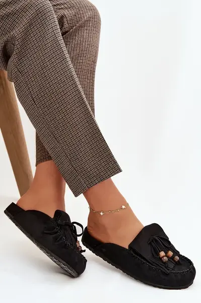 Dámské pantofle s třásněmi a korálky Belissa