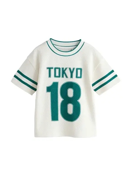 Next Tričko  krémová / smaragdová