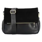 Dámská crossbody kabelka s klopou, LB Aleta, černá semišová