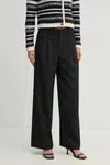 Kalhoty OUI dámské, černá barva, široké, high waist, 90589