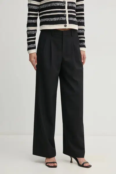 Kalhoty OUI dámské, černá barva, široké, high waist, 90589