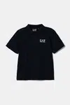 Dětská bavlněná polokošile EA7 Emporio Armani tmavomodrá barva, s potiskem, 7B000022 AF10378