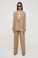 Vlněná bunda BOSS béžová barva, jednořadá, hladká, 50505859