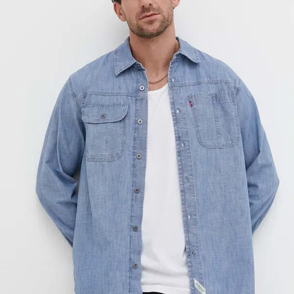 Džínová košile Levi's pánská, relaxed, s klasickým límcem