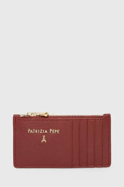 Kožená peněženka Patrizia Pepe vínová barva, CQ9105 L001