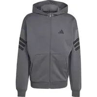 adidas FI 3 STRIPES FULL ZIP HOODED M Pánska mikina, tmavo sivá, veľkosť XXL