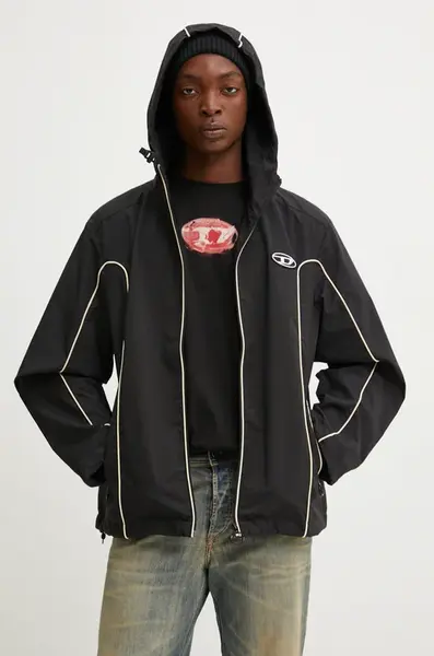 Bunda Diesel J-HIVES pánská, černá barva, přechodná, oversize, A06149.0DGAM