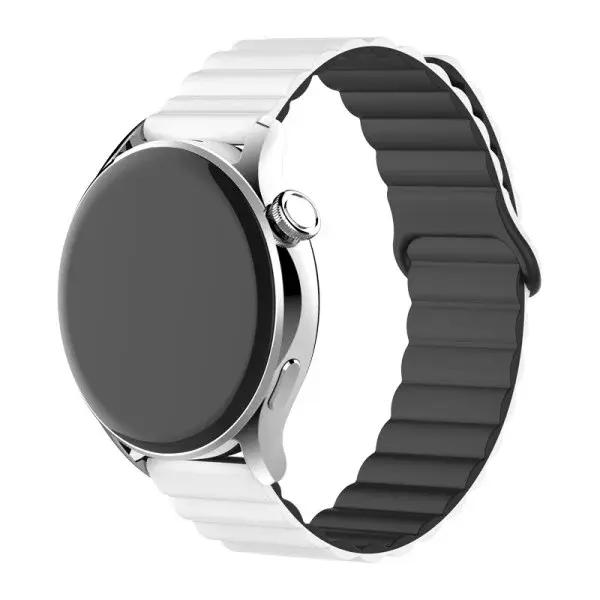 Řemínek silikonový magnetický, ALIGATOR 22mm, bílo-černá