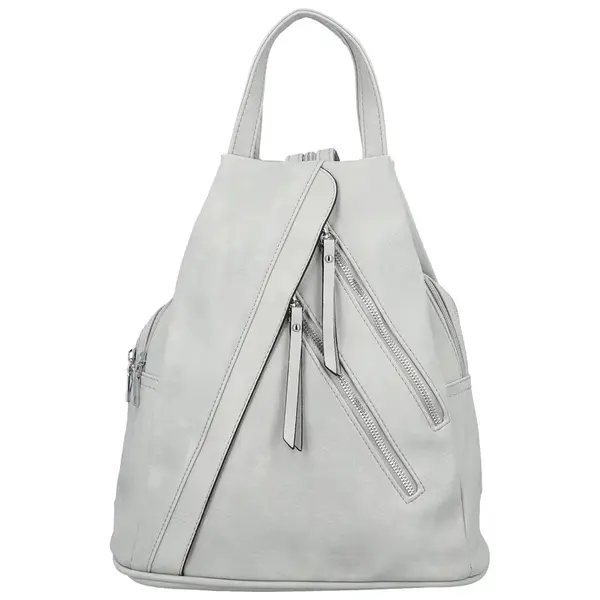 Módní dámský koženkový batoh Amália, světle šedý