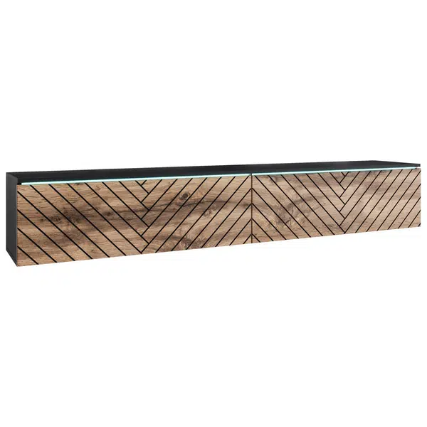 P & B NÍZKÁ KOMODA, dub wotan, černá, 180/30/33 cm