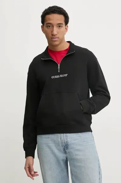 Mikina Guess Jeans pánská, černá barva, s aplikací, M5RQ42 KCPR1