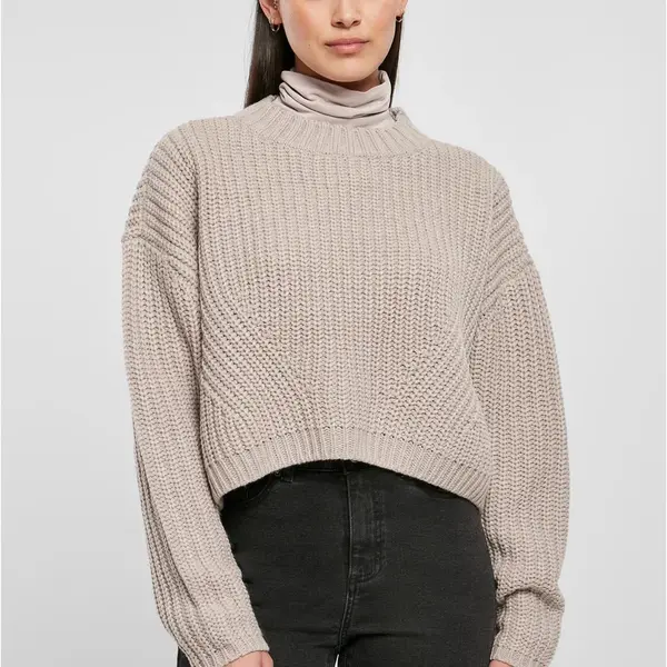 Women's wide oversize sweater in warm gray color