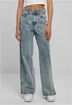 Ladies Wide Leg Slit Denim - blue