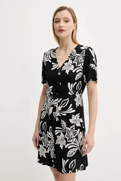 Lněné šaty Answear.LAB černá barva, mini