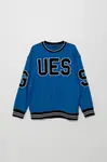 Dětská bavlněná mikina Guess modrá barva, s aplikací, L5GQ04 KA6R4