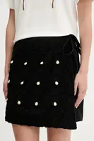 Sukně s příměsí vlny Never Fully Dressed černá barva, mini, NFDSK671