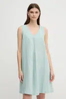 Lněné šaty United Colors of Benetton tyrkysová barva, mini, 4AGHDV0AX