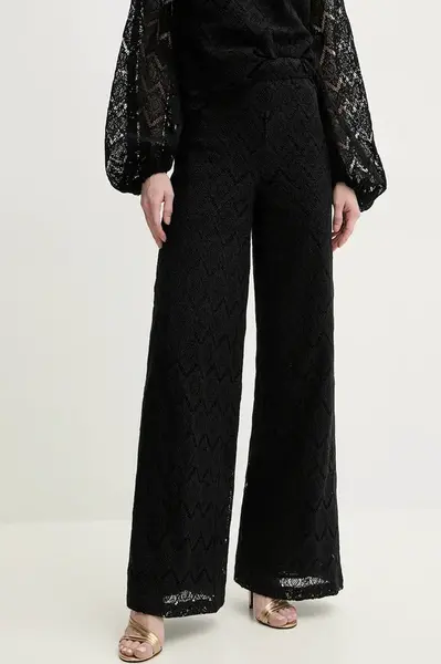 Bavlněné kalhoty Twinset dámské, černá barva, zvony, high waist, 251TP2409