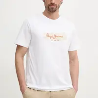 Bavlněné tričko Pepe Jeans PICTHON bílá barva, s potiskem, PM509782
