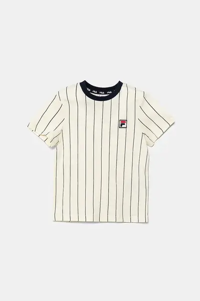 Dětské bavlněné tričko Fila LEBA béžová barva, FAK0398
