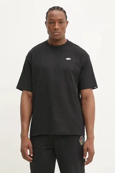 Bavlněné tričko Vans černá barva, s potiskem, VN000P50Y281