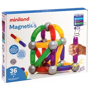 Miniland Magnetics, Magnetická stavebnica, sada s 36 časťami, 3-6 rokov,