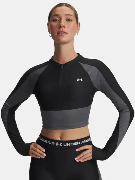 Dámské tričko Under Armour UA HG Rib 1/4 Zip-BLK - Dámské