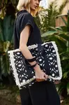 Marisse Large Black Fringed Bag